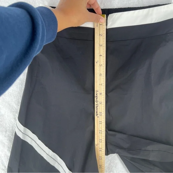 Ozai N Ku Wide Leg Pants Ribbon Appliqué Asymmetric Cutout Hem Zip Elastic Waist - Picture 13 of 16